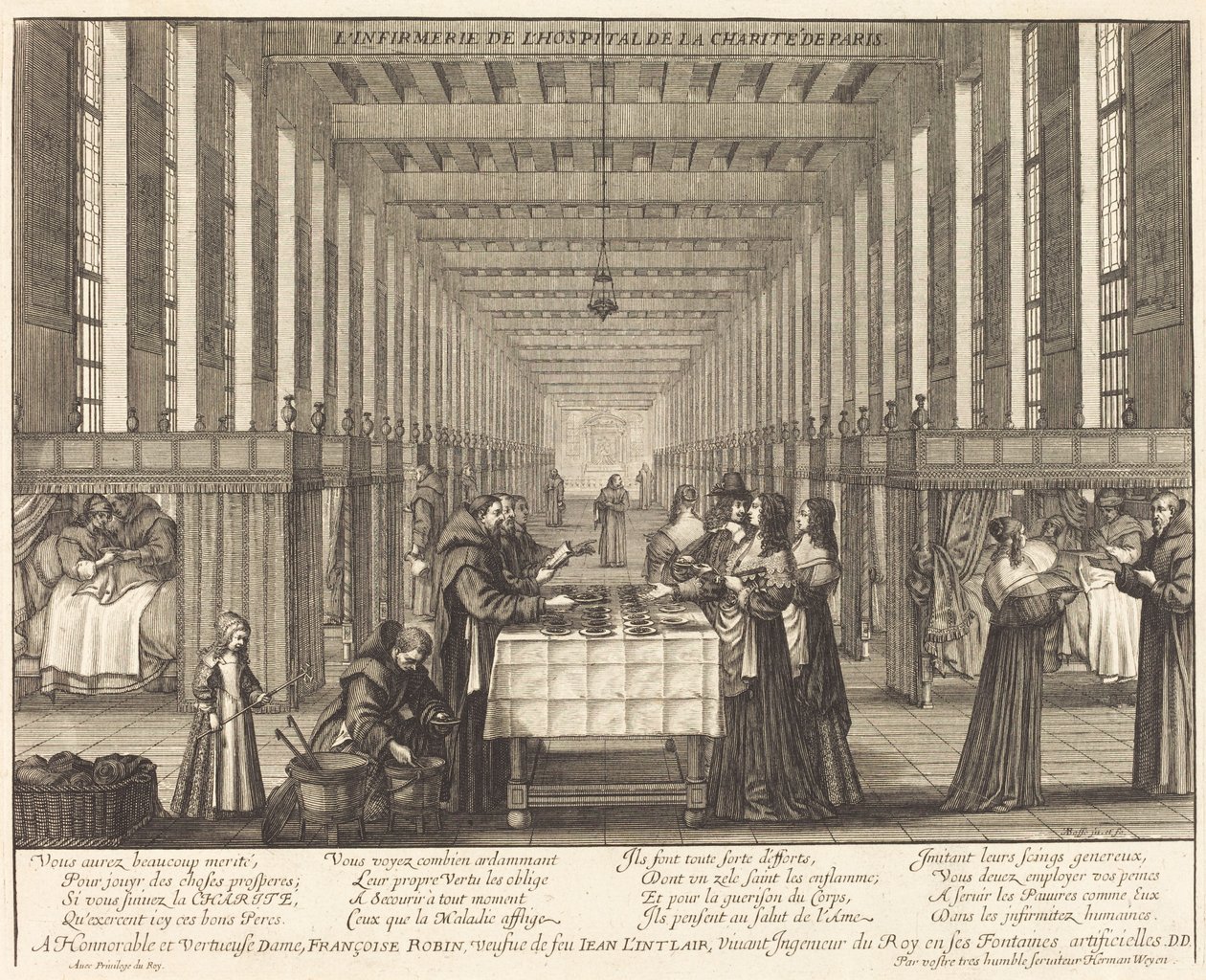 A enfermaria do Hospital de la Charite de Paris de Abraham Bosse