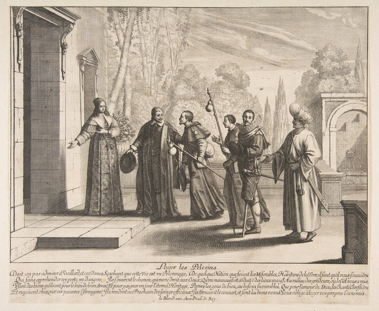 Peregrinos de hospedagem, possivelmente 1635. de Abraham Bosse