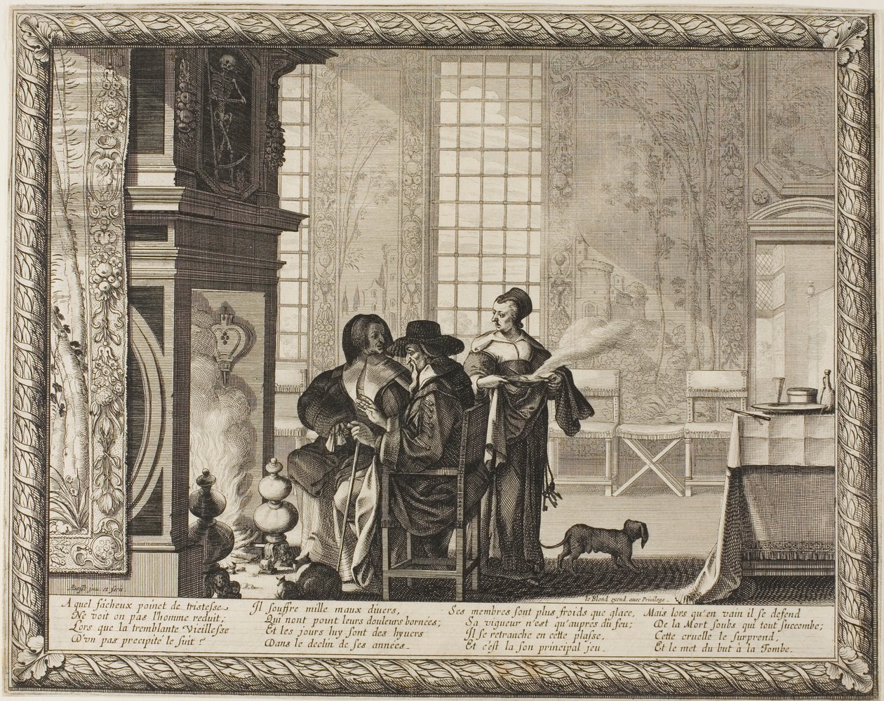 Velhice, placa quatro de Representando as Quatro Idades do Homem de Abraham Bosse