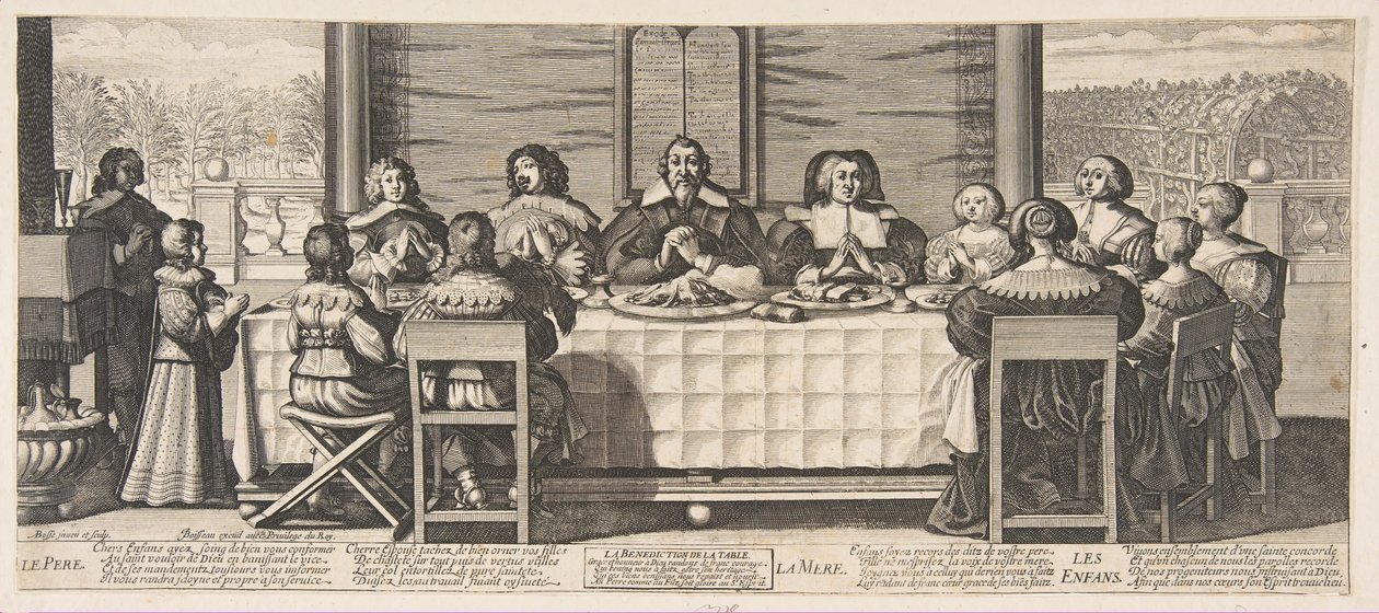A bênção na mesa, ca. 1635 de Abraham Bosse
