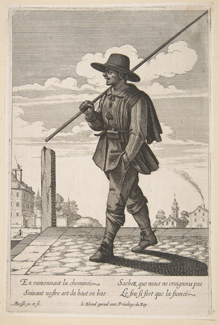 A limpeza da chaminé, meados do século XVII. de Abraham Bosse