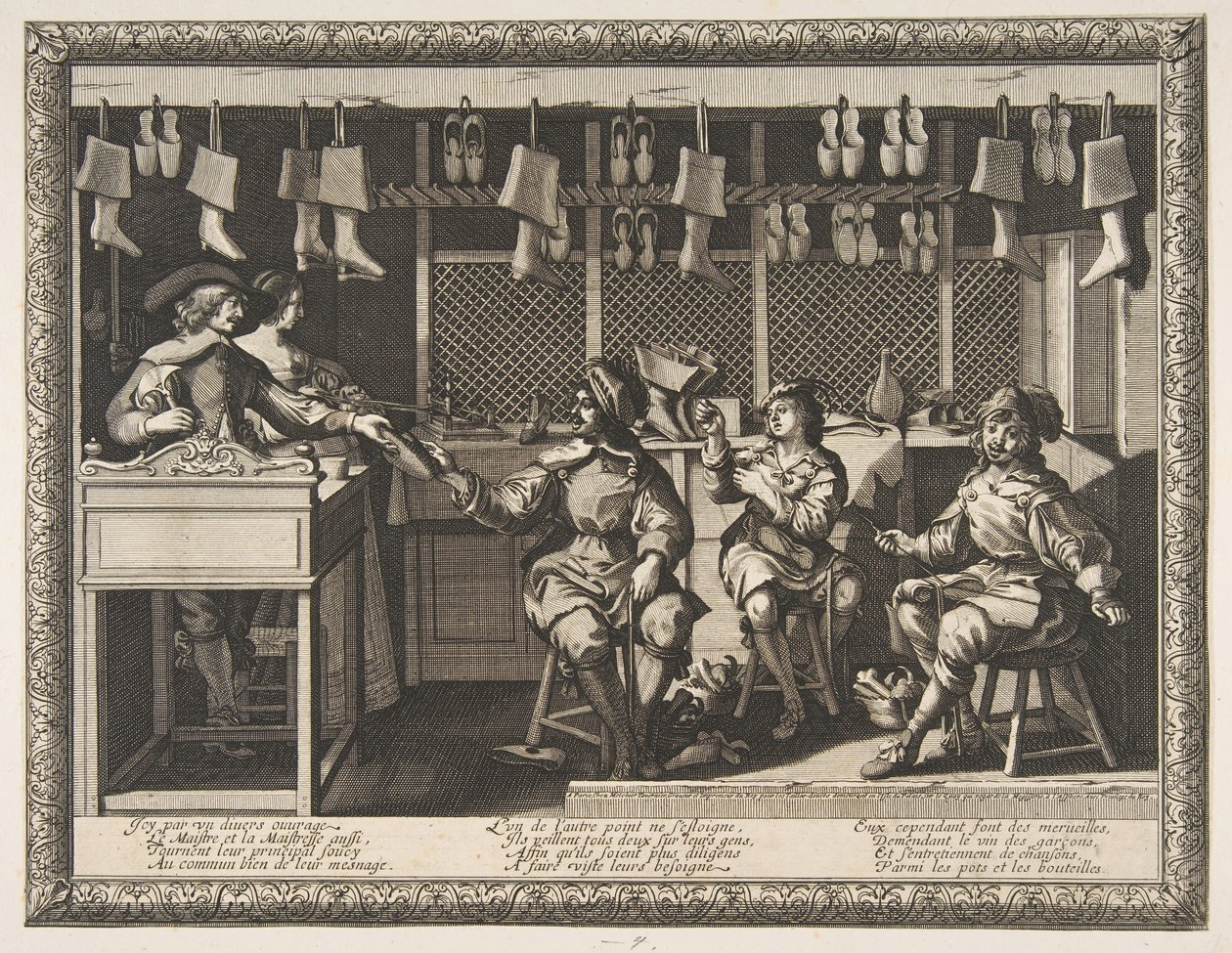 O sapateiro Le Savetier, ca. 1632-33. de Abraham Bosse