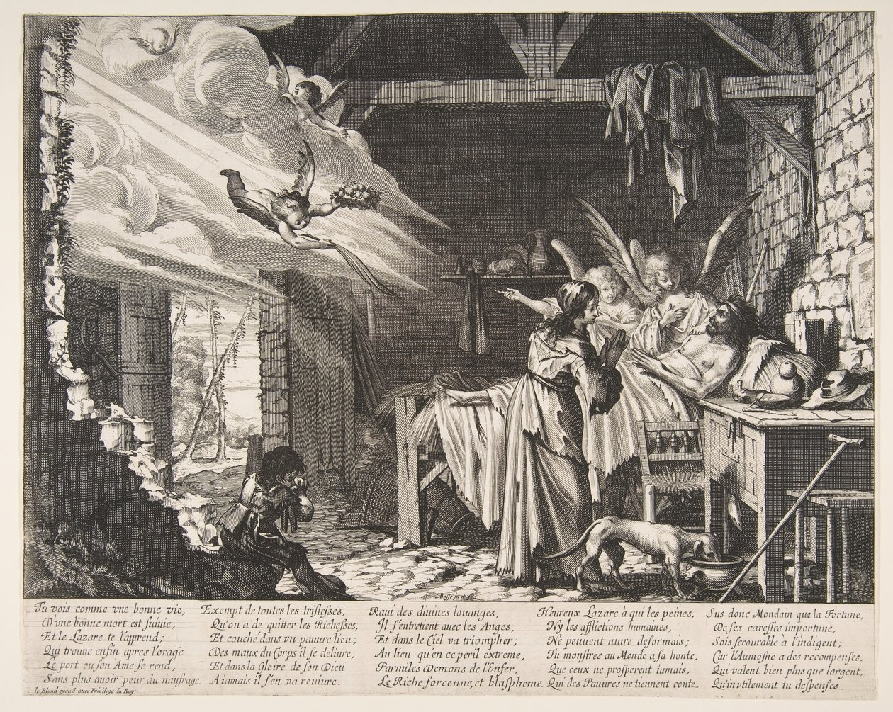 A Morte de Lázaro, 1620-76. de Abraham Bosse