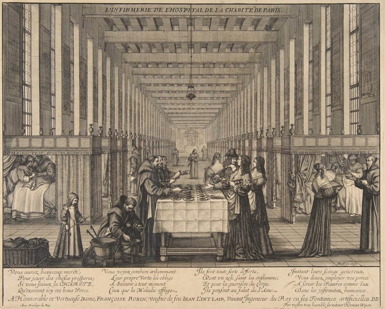 A enfermaria do Hospital de Caridade, ca. 1639 de Abraham Bosse