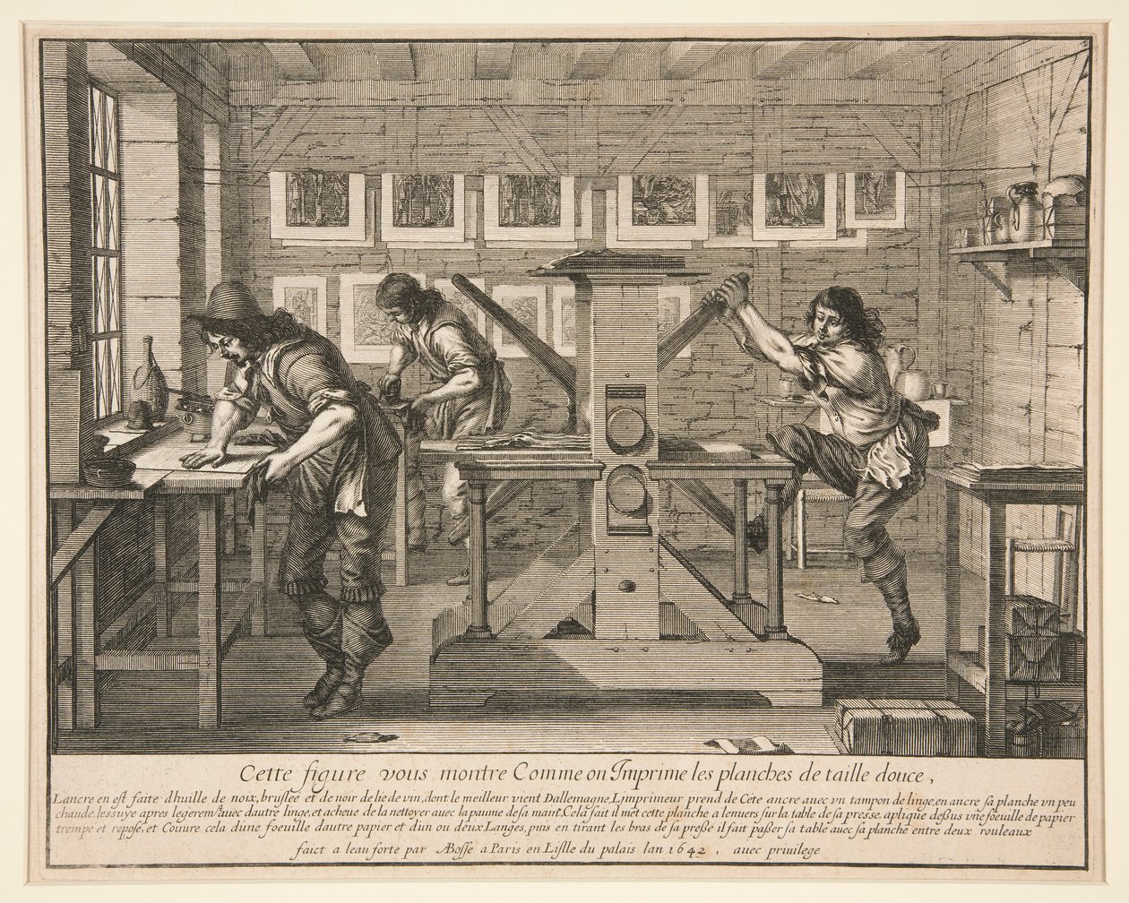 The Printers in their Workroom, de uma série de artistas em seus estúdios de Abraham Bosse