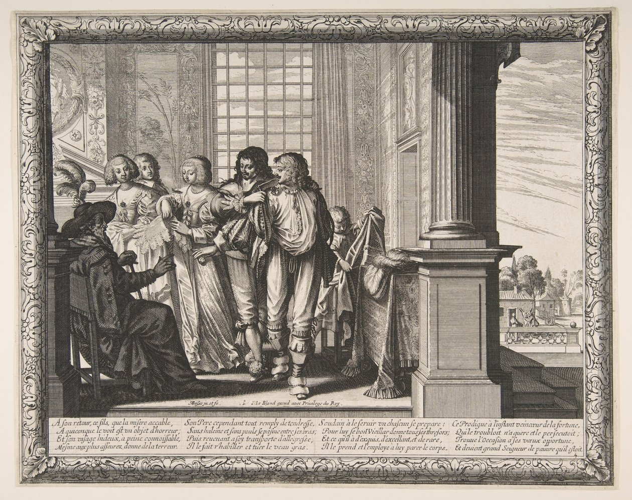 O Filho Pródigo muda de roupa, ca. 1636 de Abraham Bosse