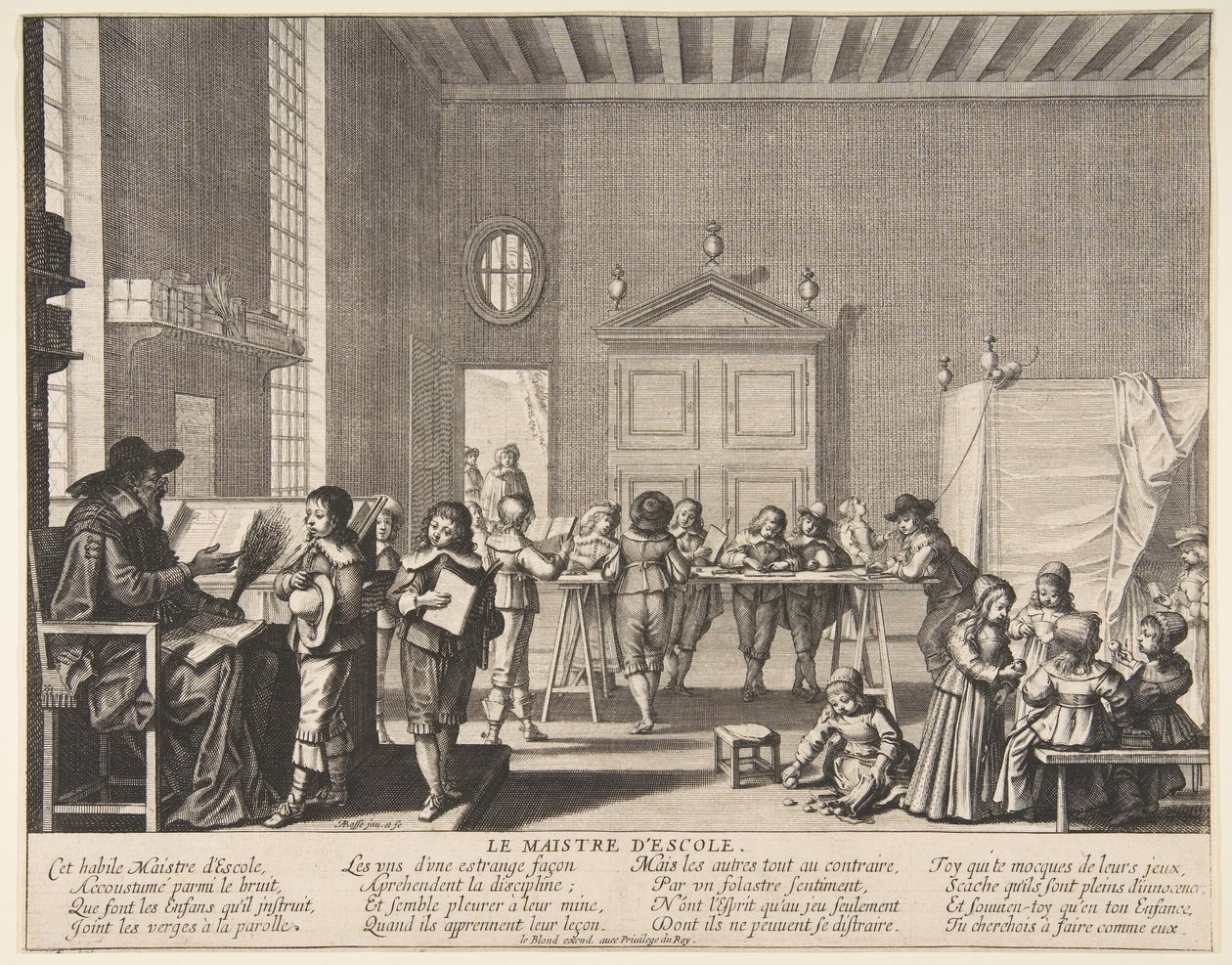 O Mestre da Escola, ca. 1635-38. de Abraham Bosse
