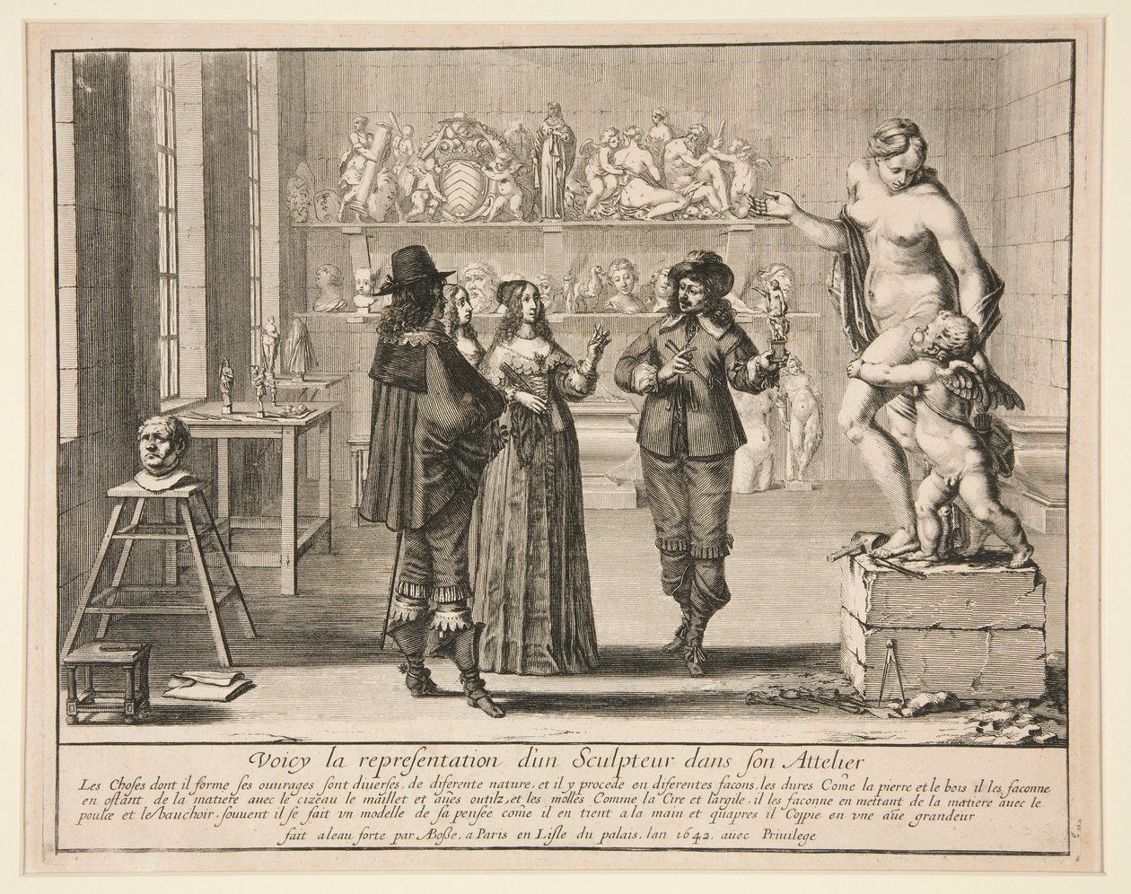 O escultor em seu estúdio, da série de artistas em seus estúdios de Abraham Bosse