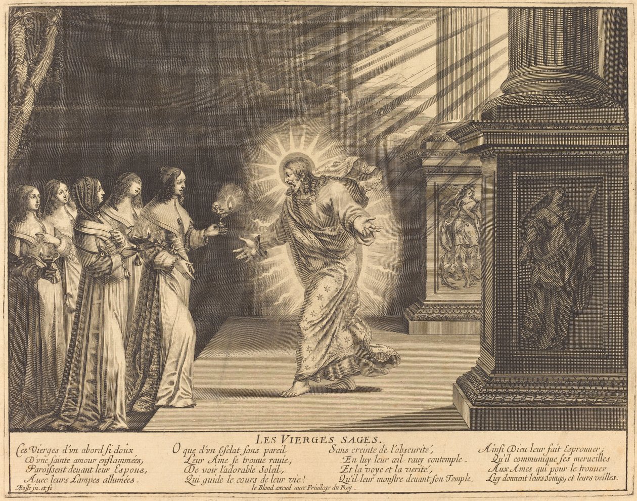 As virgens sábias carregando suas lâmpadas de Abraham Bosse