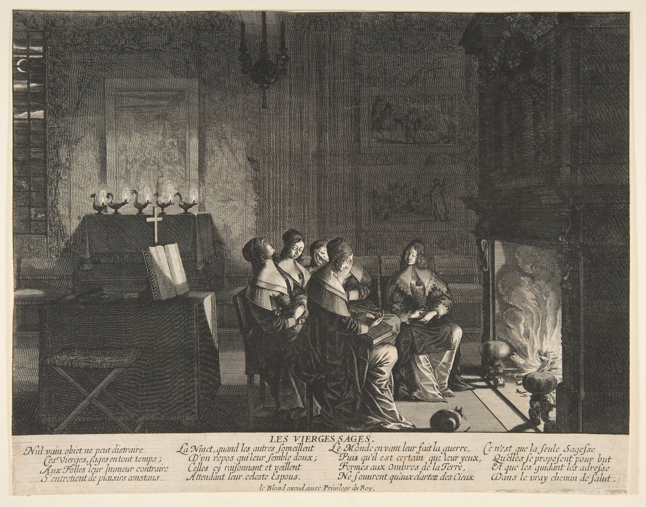 As Sábias Virgens Descansando Enquanto Aguardam a Chegada do Marido, ca. 1635 de Abraham Bosse