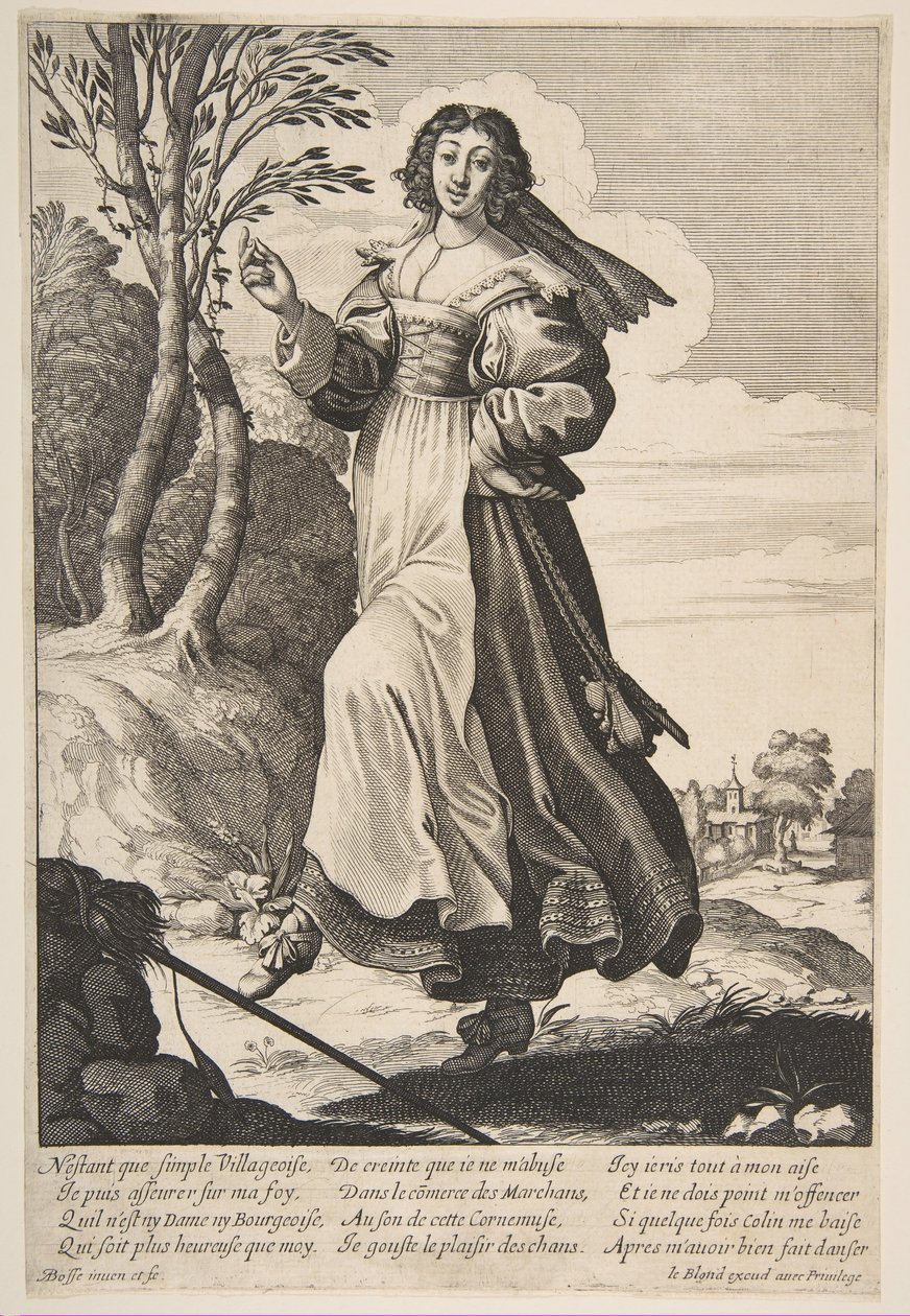 Dança da Garota da Aldeia, 1626-28. de Abraham Bosse