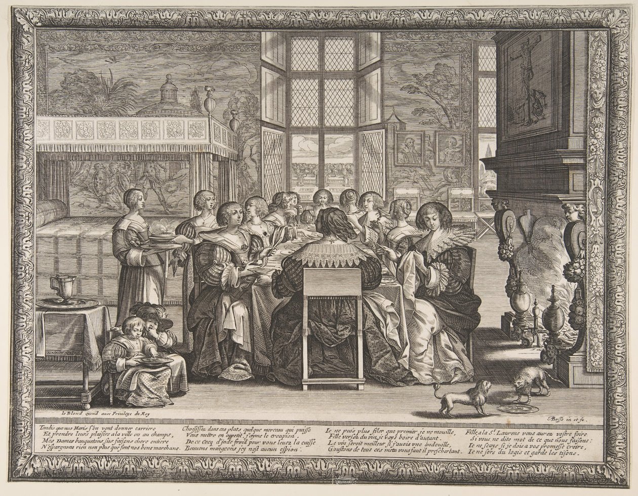 Esposas na mesa durante a ausência de seus maridos, ca. 1635-36. de Abraham Bosse