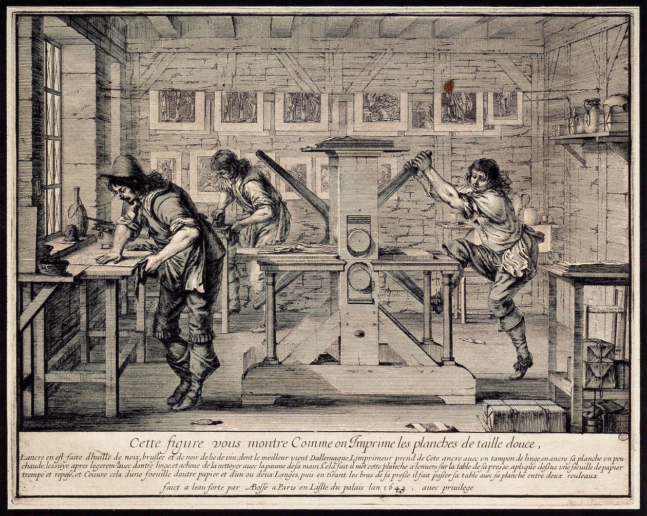 Oficina de um Engraver, 1642.   de Abraham Bosse