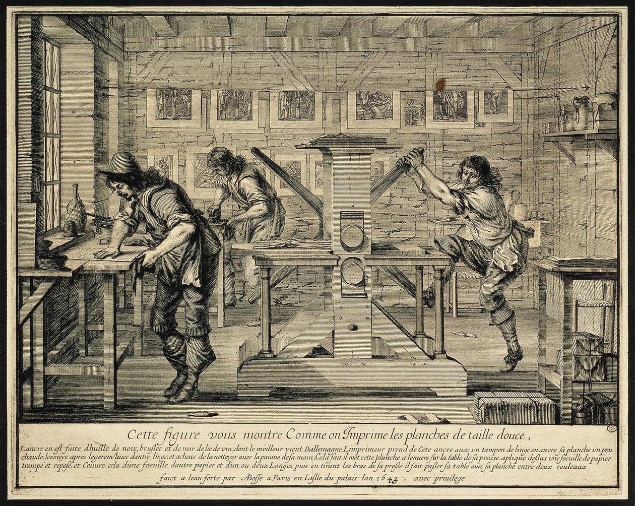 Oficina de um gravador, 1642 de Abraham Bosse