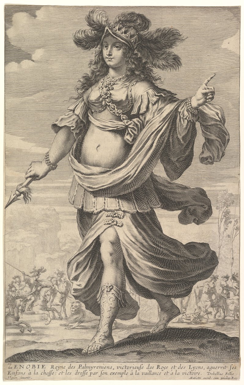 Zenobia, uma ilustração de Pierre Le Moynes A Galeria de Mulheres Fortes, ca. 1647 de Abraham Bosse