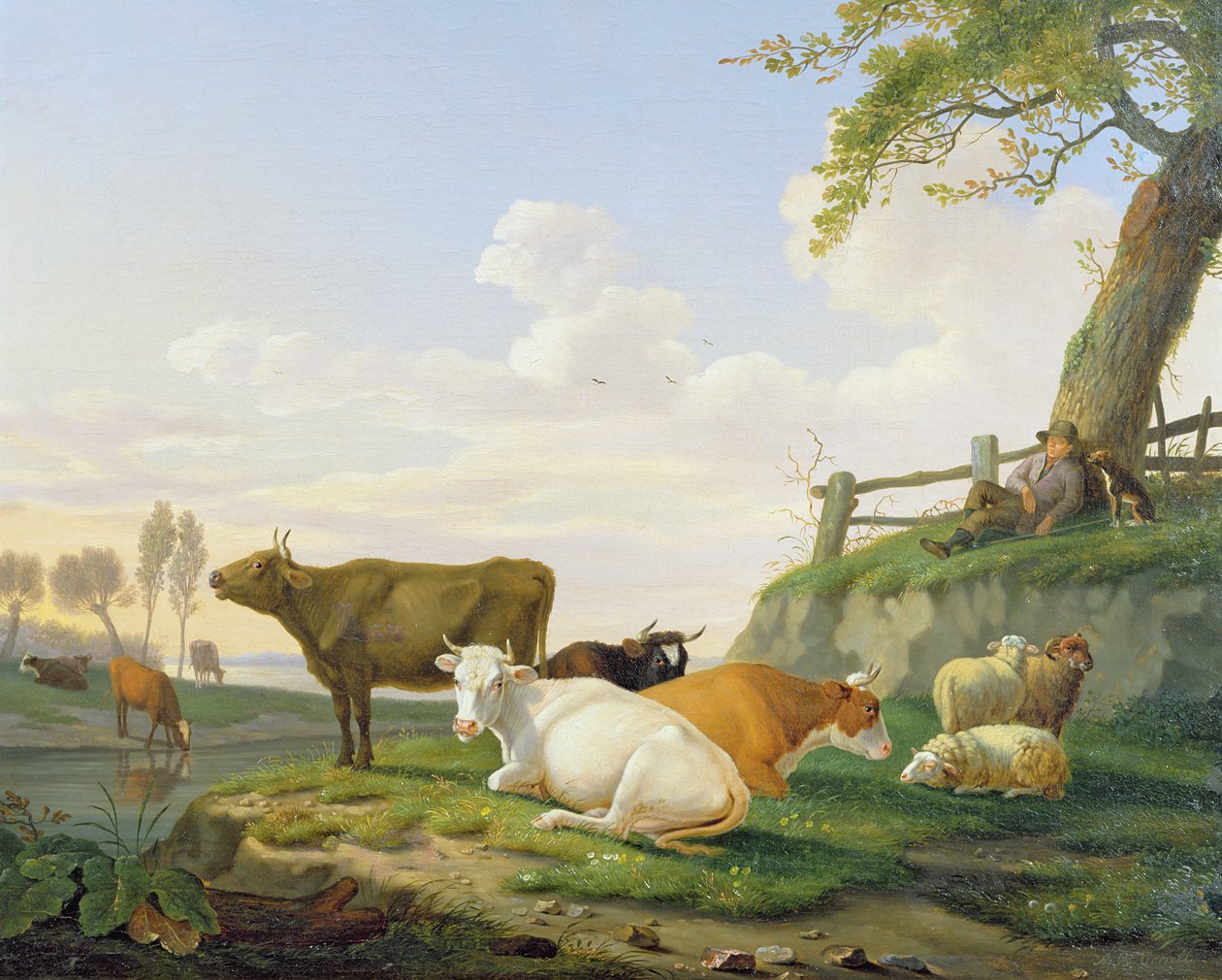 Vacas e Pastor de Abraham Bruiningh van Worrell