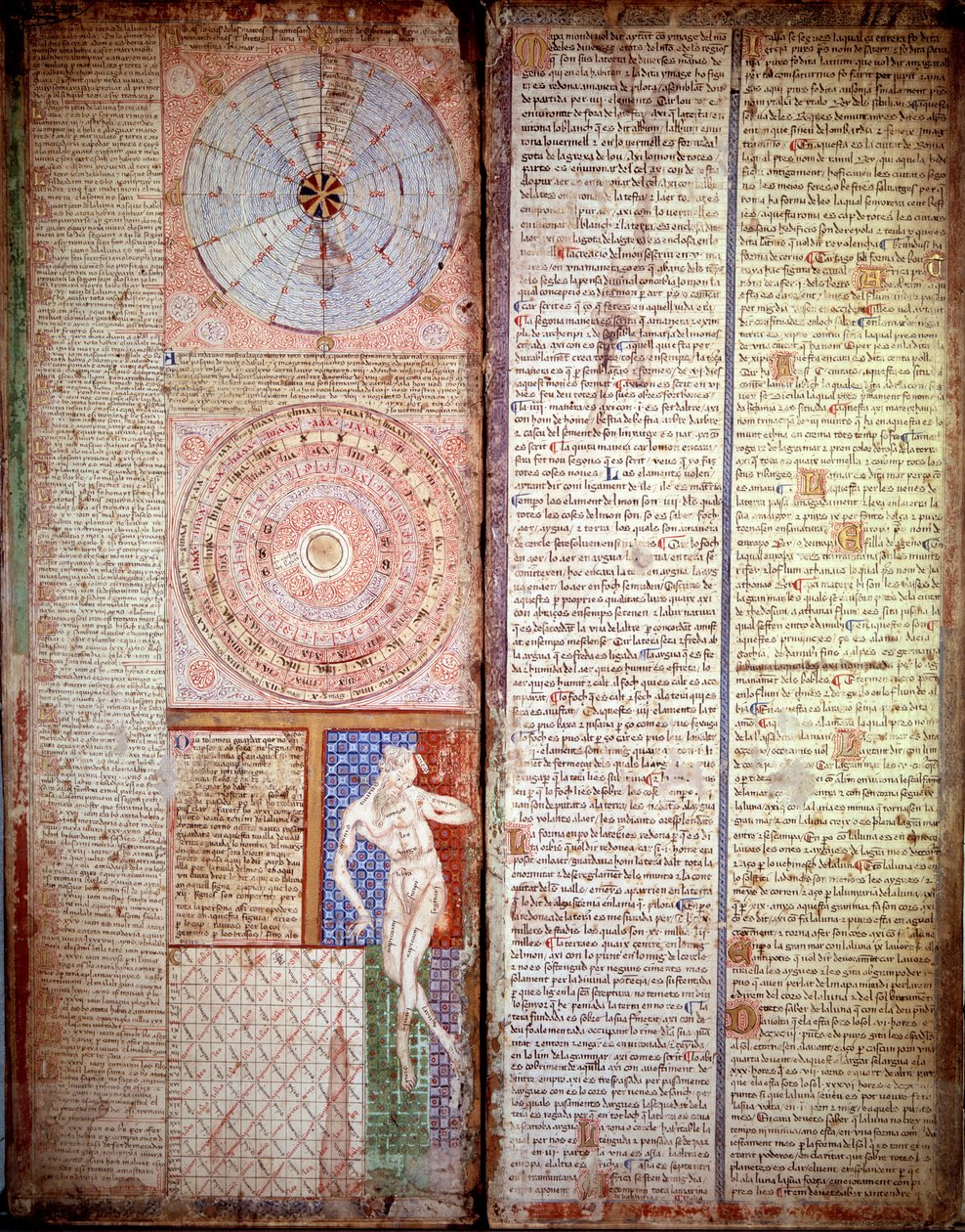 Diagrama astrológico e astronómico. Página retirada do Atlas Catalão (mapa da Catalunha) por Abraham Cresques (1325-1387) de Abraham Cresques