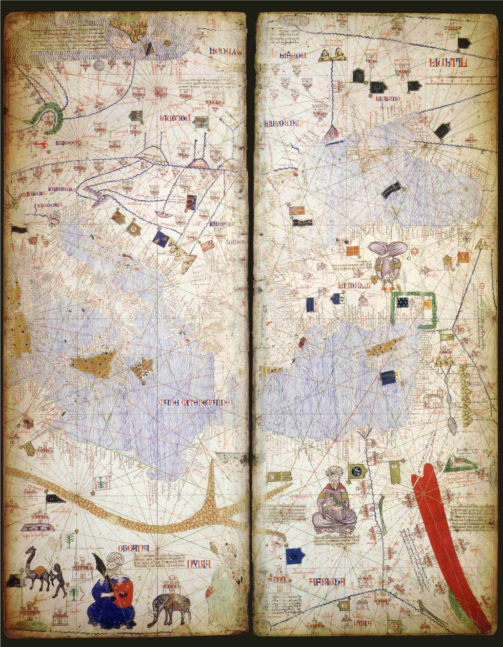 Atlas catalão, folhas 7 e 8, 1375 de Abraham Cresques
