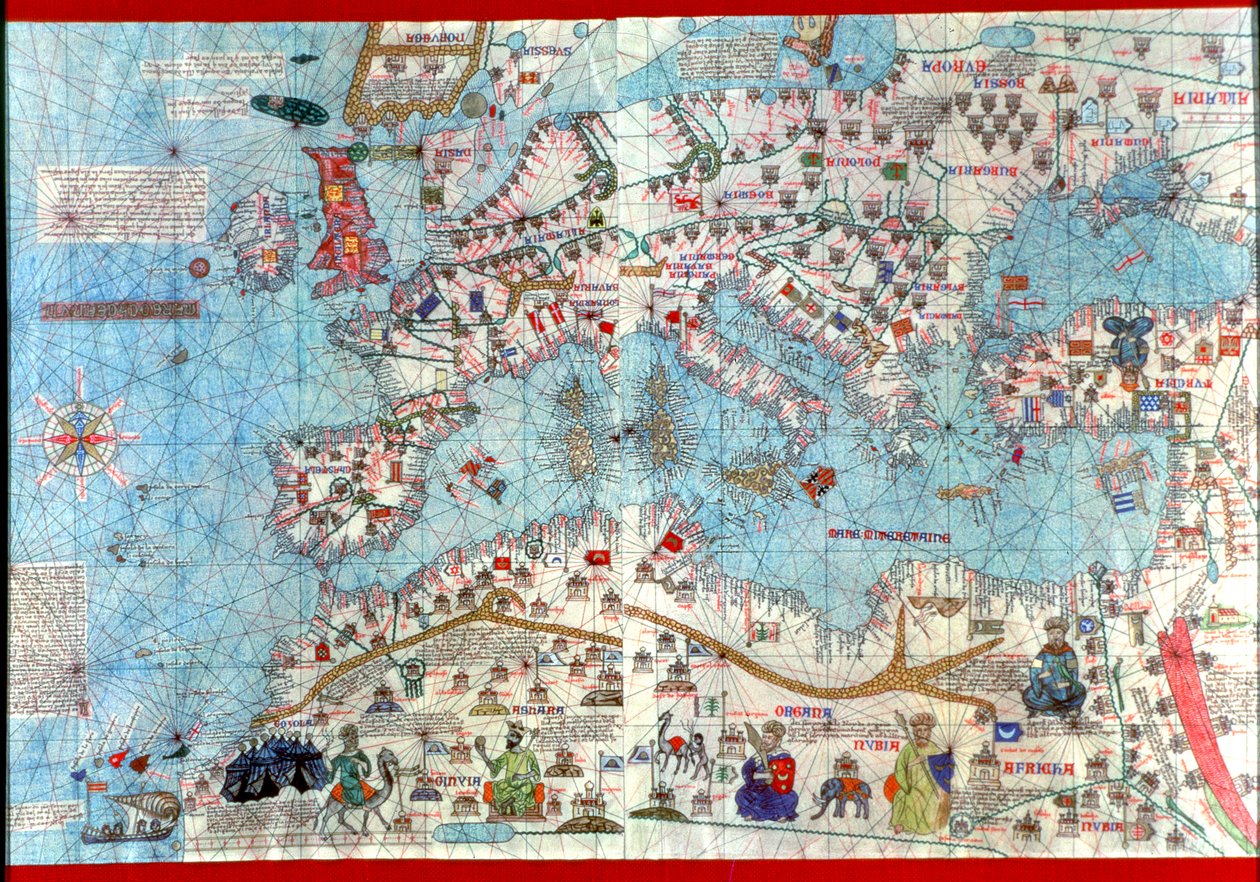 Atlas Catalão, 1375 (mapa) de Abraham & Cresques Jehuda (1360-1410) Cresques