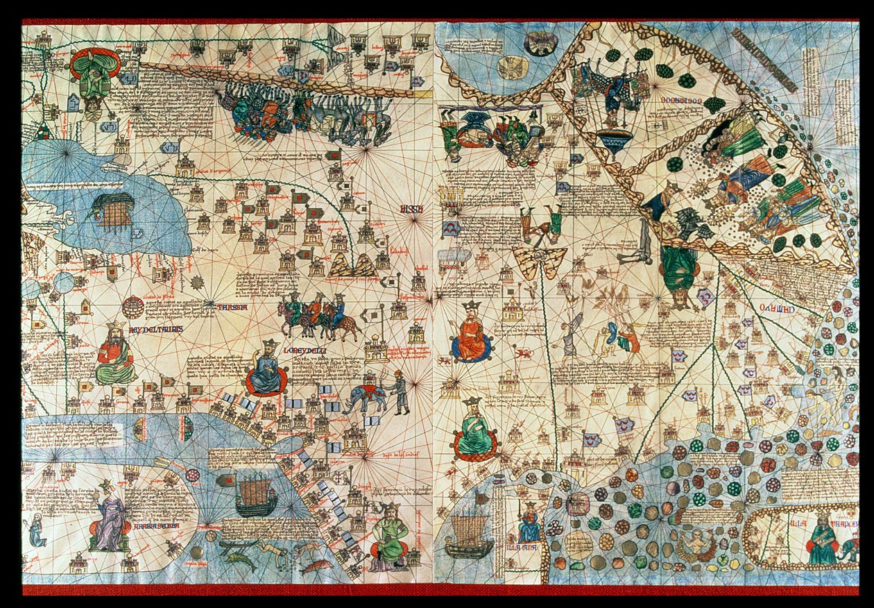 Atlas Catalão, 1375 (mapa) de Abraham & Cresques Jehuda (1360-1410) Cresques