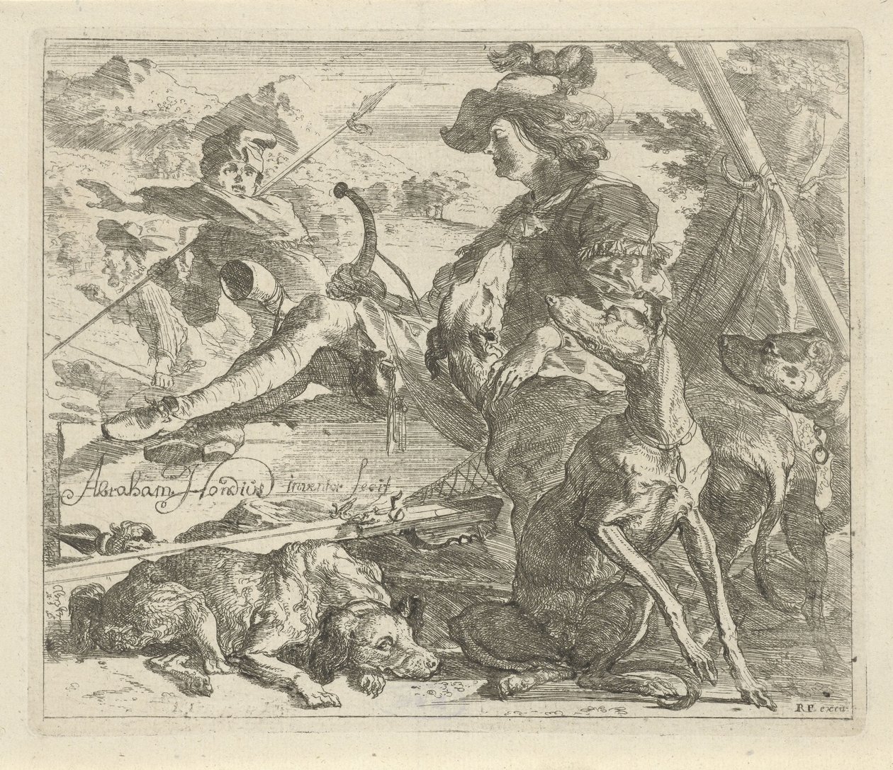 Caçador com cães
Vários animais (título da série) de Abraham Danielsz. Hondius