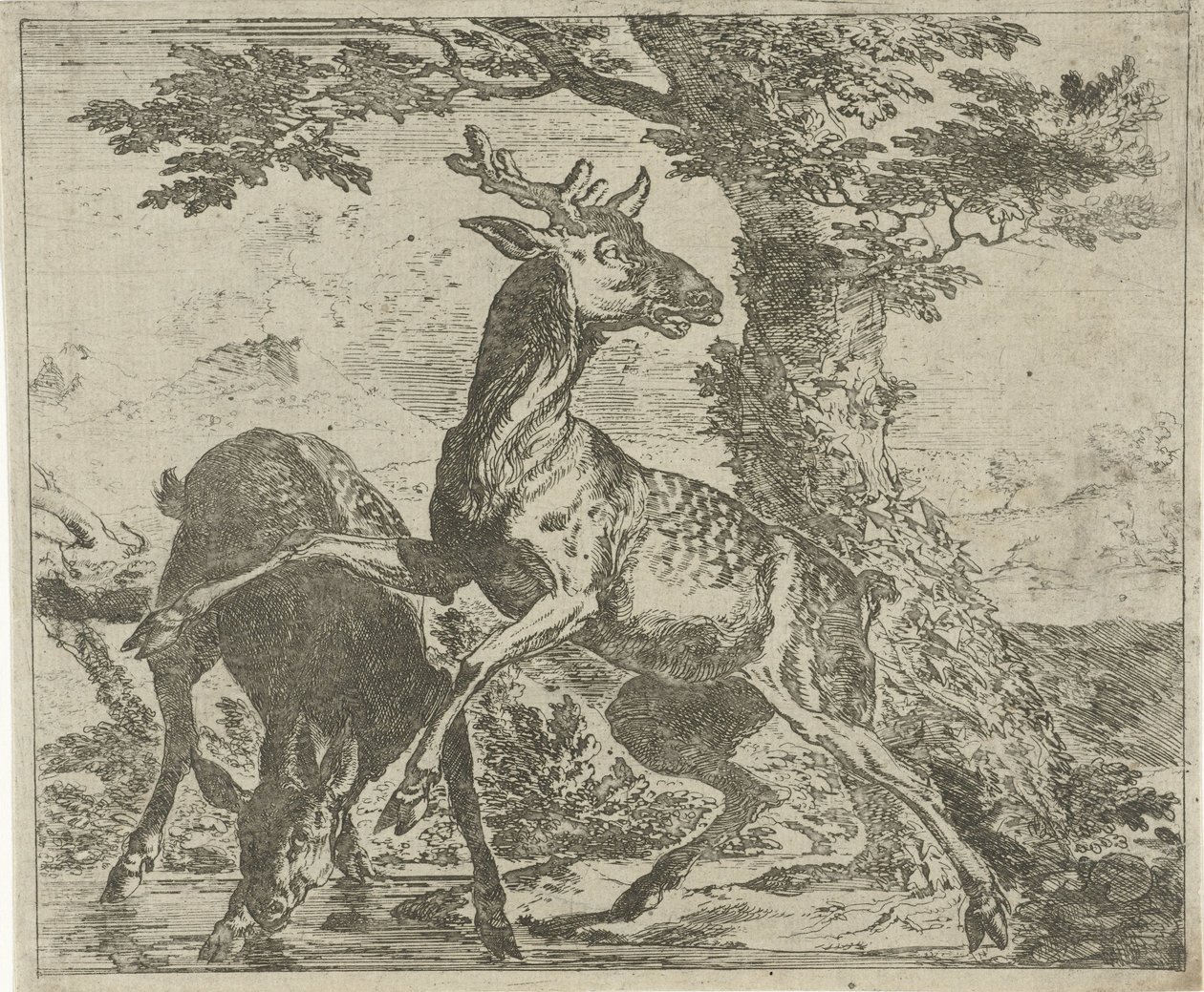 cervo surpreendente Animais diferentes (título da série) de Abraham Danielsz. Hondius