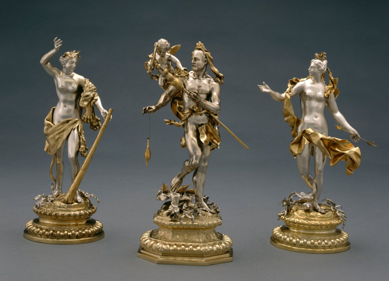 Hércules, Omphale e Venus, c.1695-1700 (prata chapeada) de Abraham Drentwett