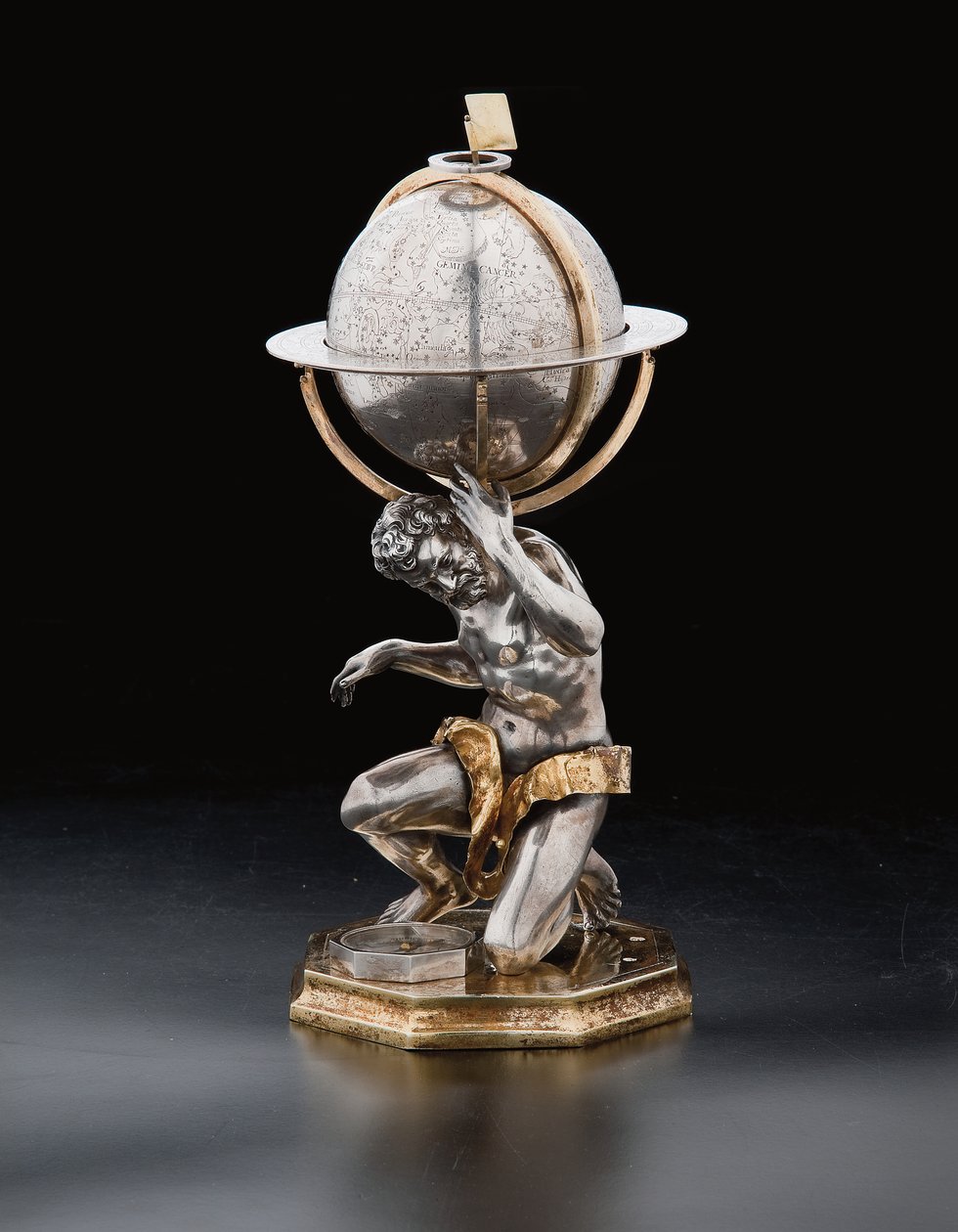 Dois globos terrestres e celestes excepcionais, apoiados por Hércules e Atlas, Augsburg, 1697-99 de Abraham Drentwett