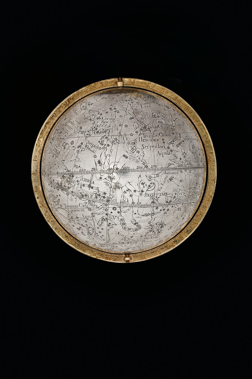 Dois globos terrestres e celestes excepcionais, apoiados por Hércules e Atlas, Augsburg de Abraham Drentwett
