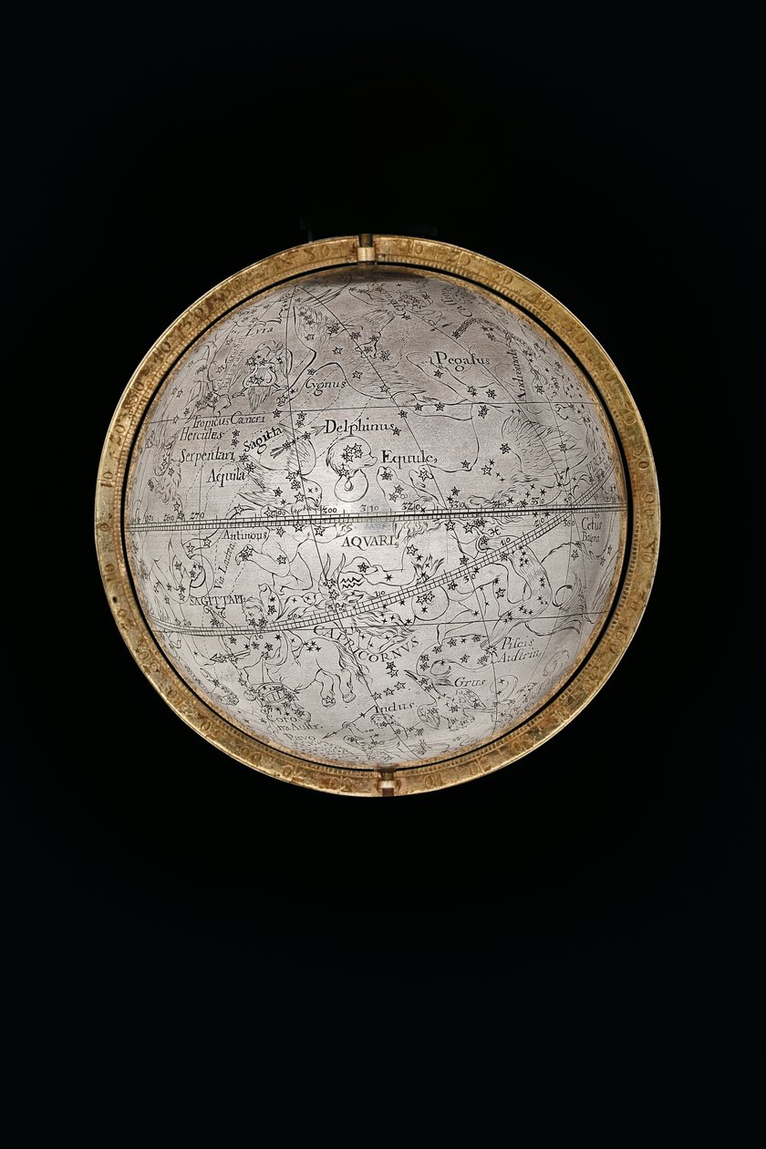 Dois globos terrestres e celestes excepcionais, apoiados por Hércules e Atlas, Augsburg de Abraham Drentwett