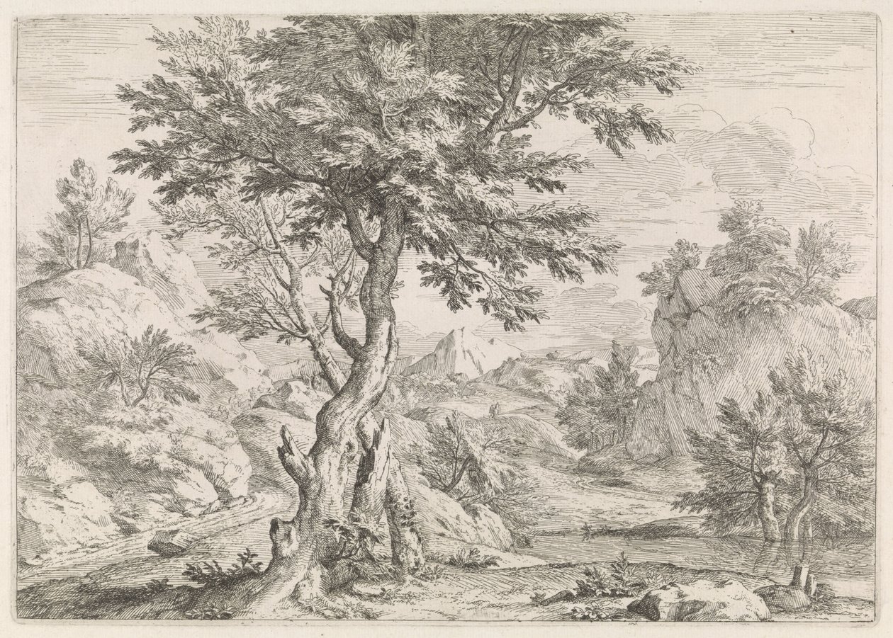 Paisagem montanhosa com rochas de Abraham Genoels