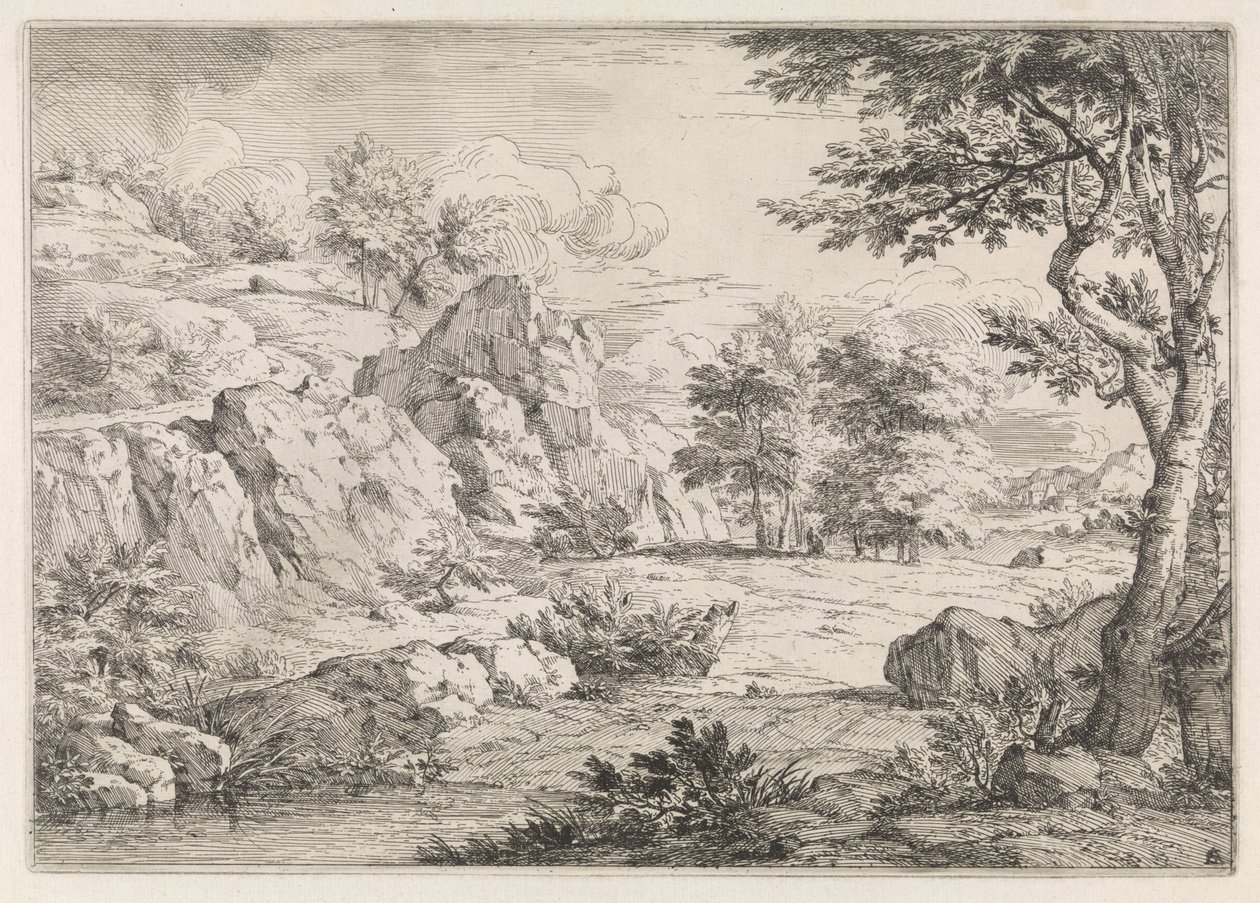 Paisagem montanhosa com lagoa de Abraham Genoels