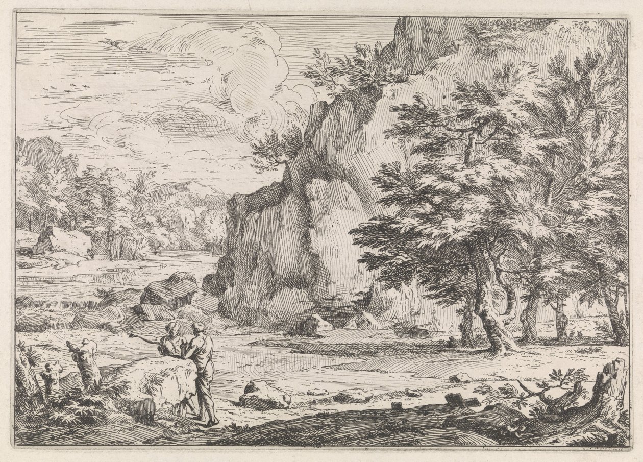 Paisagem com rocha de Abraham Genoels
