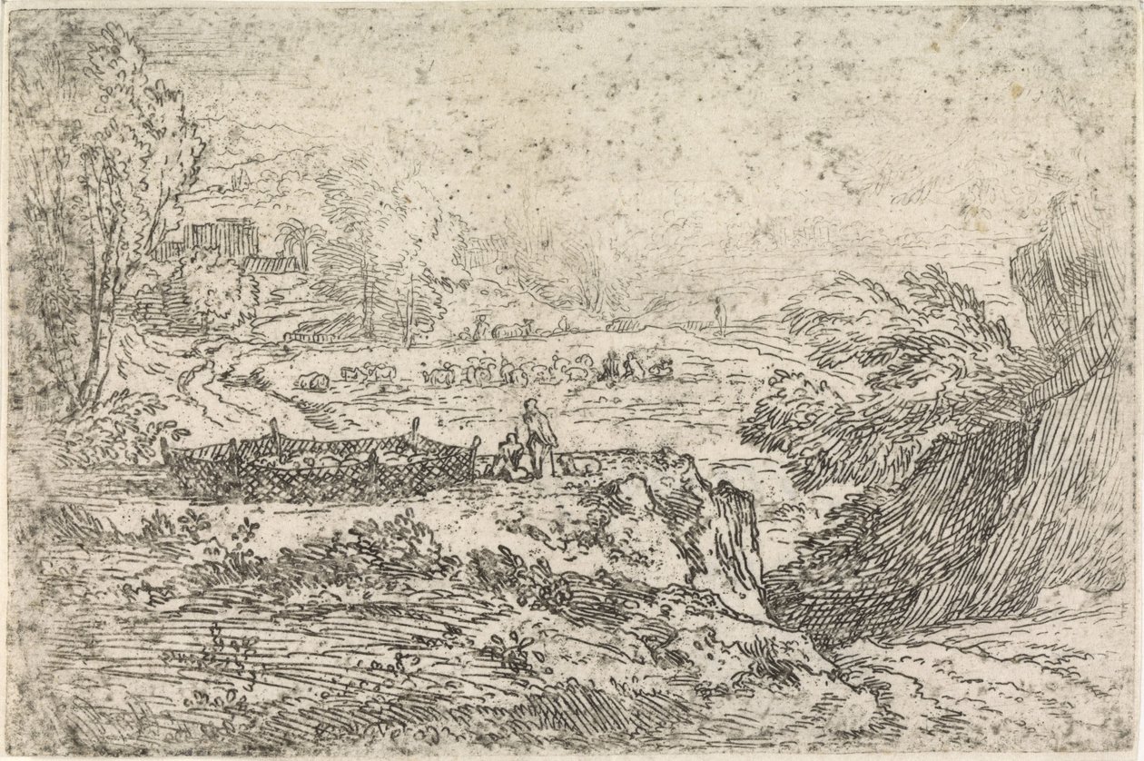 Paisagem com ovelhas de Abraham Genoels