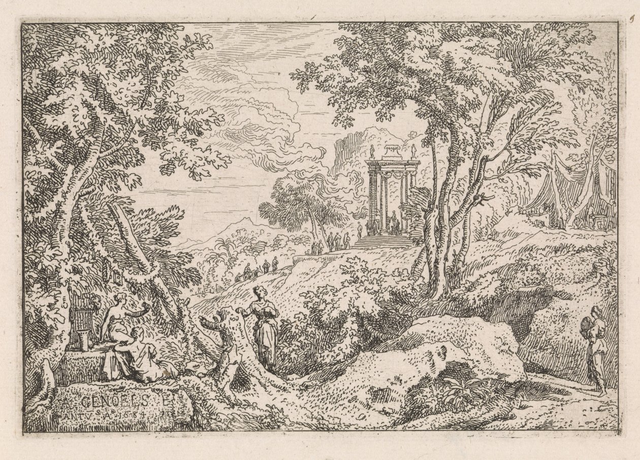 Paisagem com templo Paisagens clássicas (título da série) de Abraham Genoels