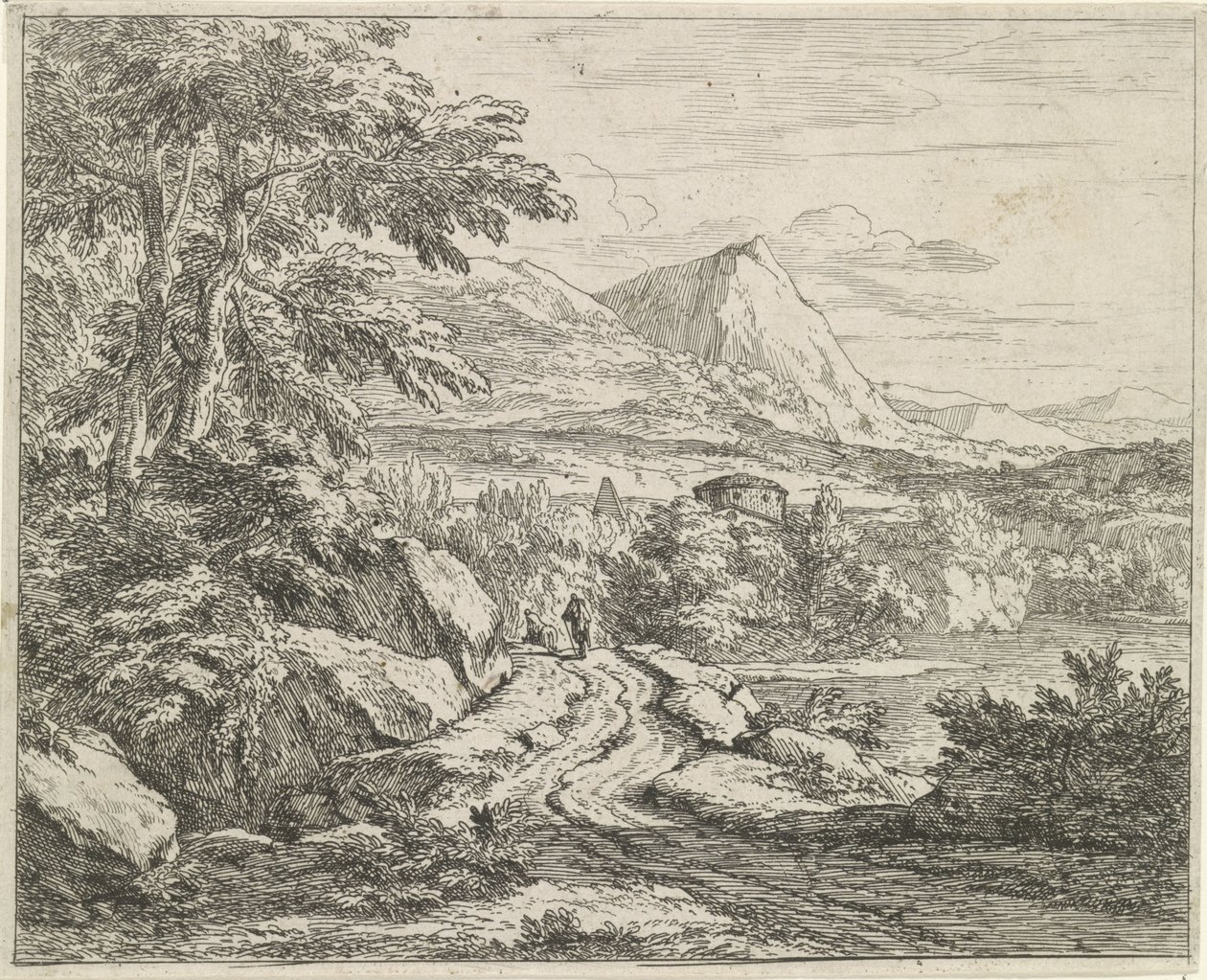 Estrada ao longo das rochas Paisagens (título da série) de Abraham Genoels