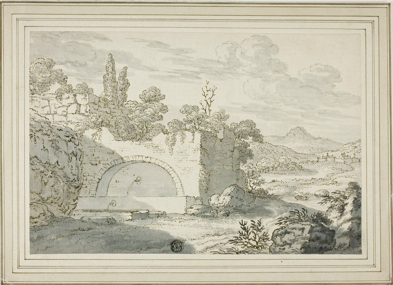 Paisagem com fonte de Abraham Genoels II