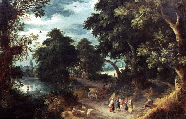 Paisagem arborizada do rio de Abraham Govaerts