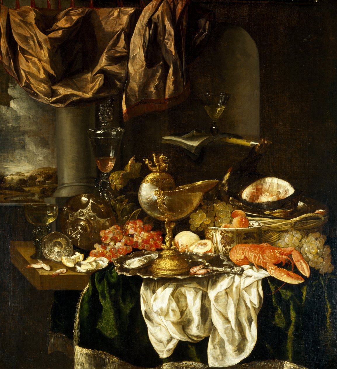 Natureza morta com paisagem, década de 1650 de Abraham Hendricksz van Beyeren