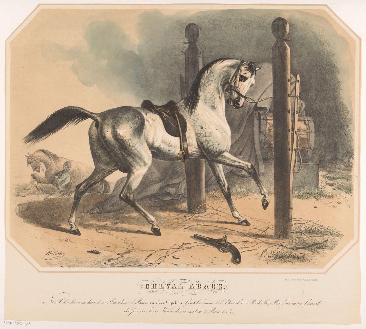 Cavalo árabe de Godert van der Capellen Cheval Arabe (título no objeto) de Abraham Hendrik Winter