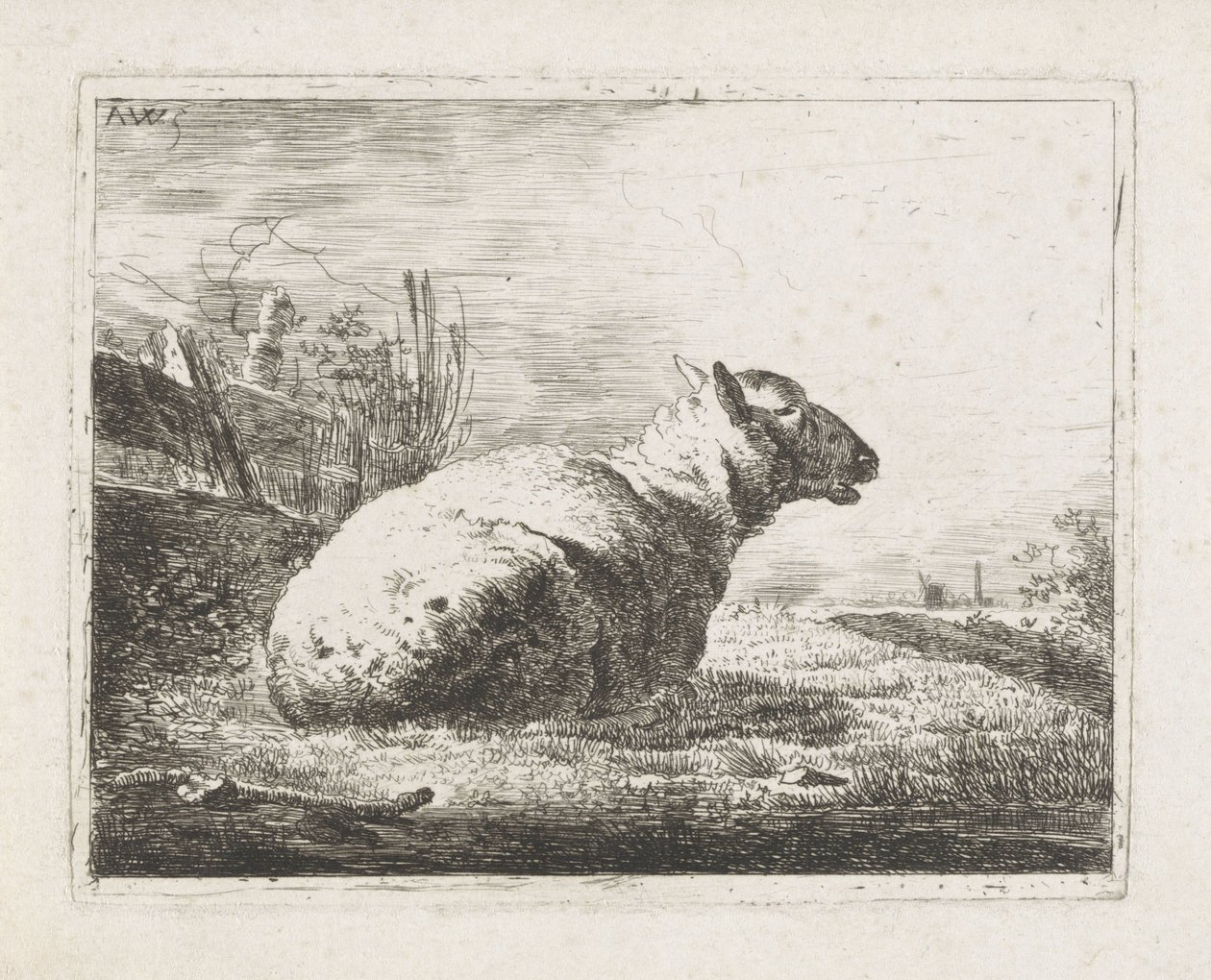 ovelha deitada de Abraham Hendrik Winter