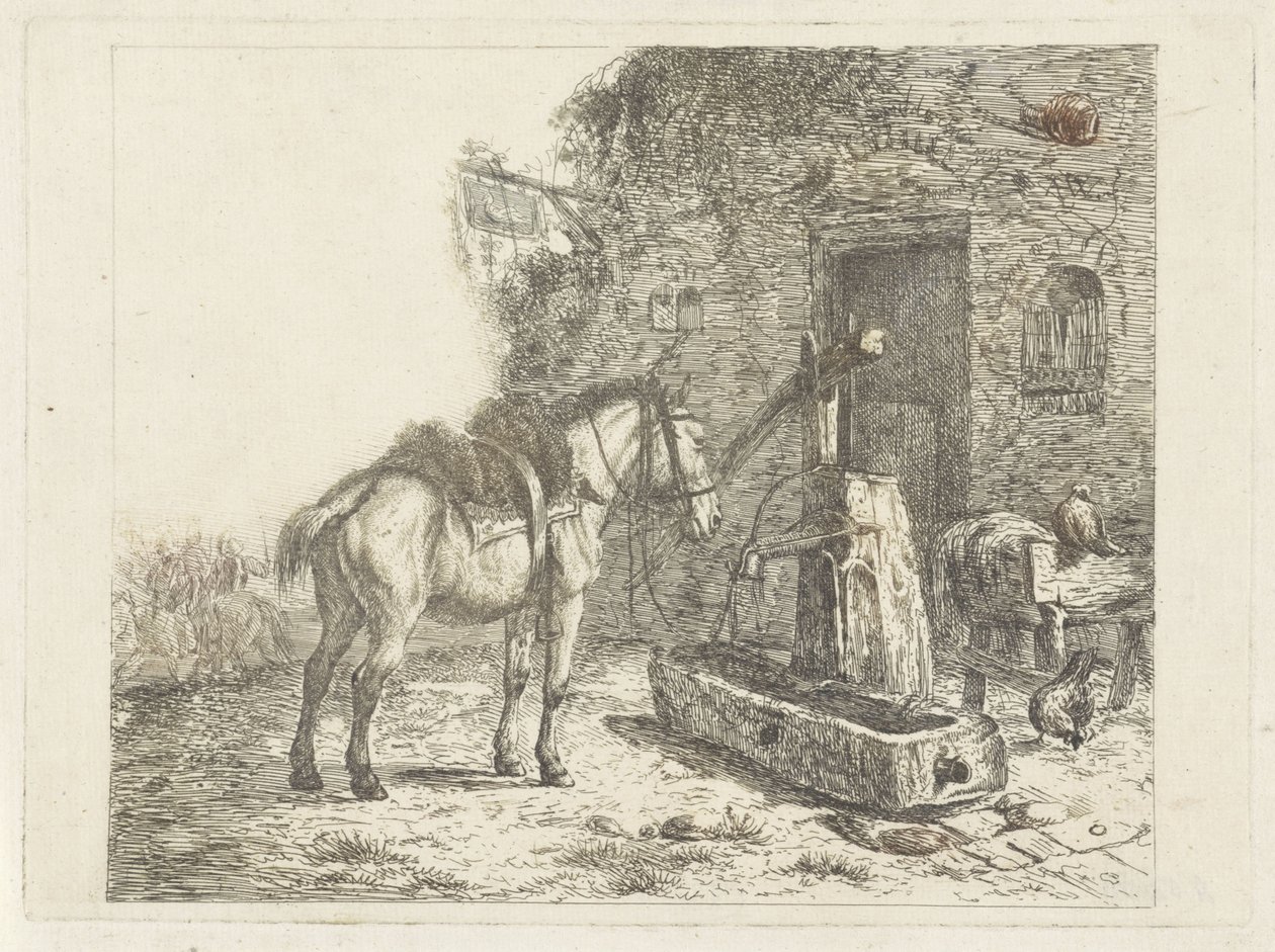 Cavalo em frente de uma estalagem de Abraham Hendrik Winter