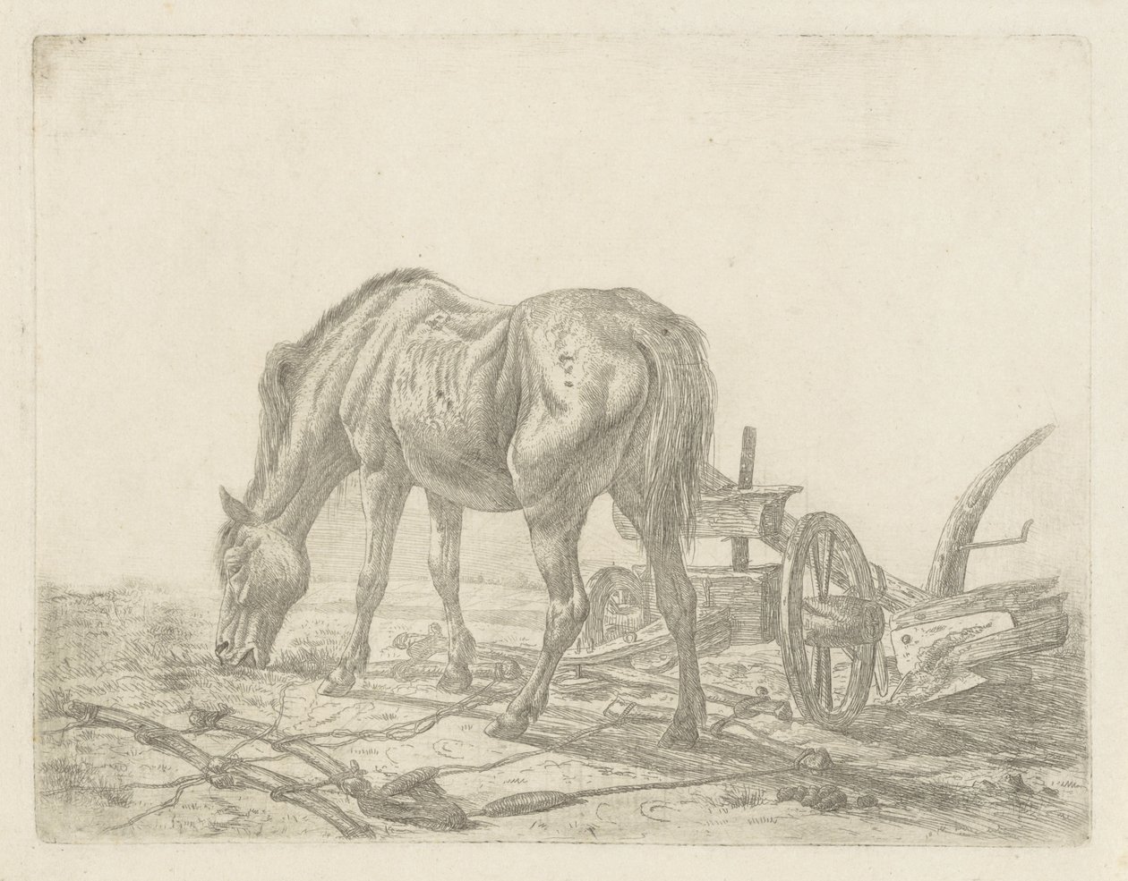 Cavalo não treinado com um arado de Abraham Hendrik Winter