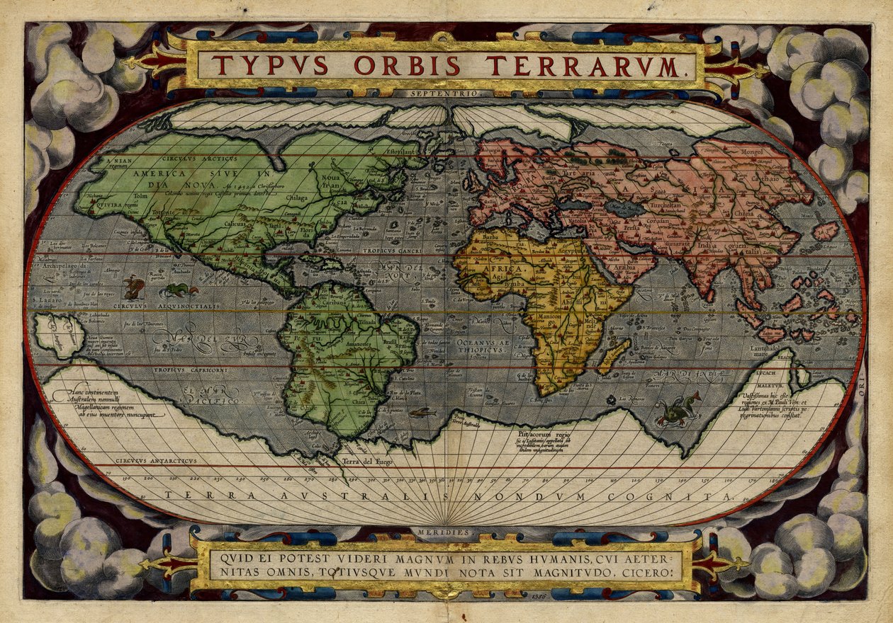 Typus Orbis Terrarum (Mapa-múndi) de Abraham & Hogenberg Frans & Kremer Gerard (16th century) Ortelius