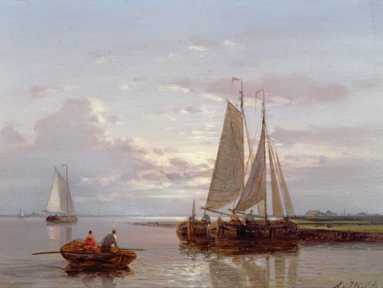 Barcos no rio Escalda (painel) de Abraham Hulk