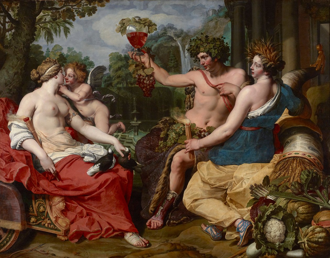 Ceres, Baco e Vênus, por Janssens, Abraham (ca. 1573-1632). Óleo sobre tela de Abraham Janssens