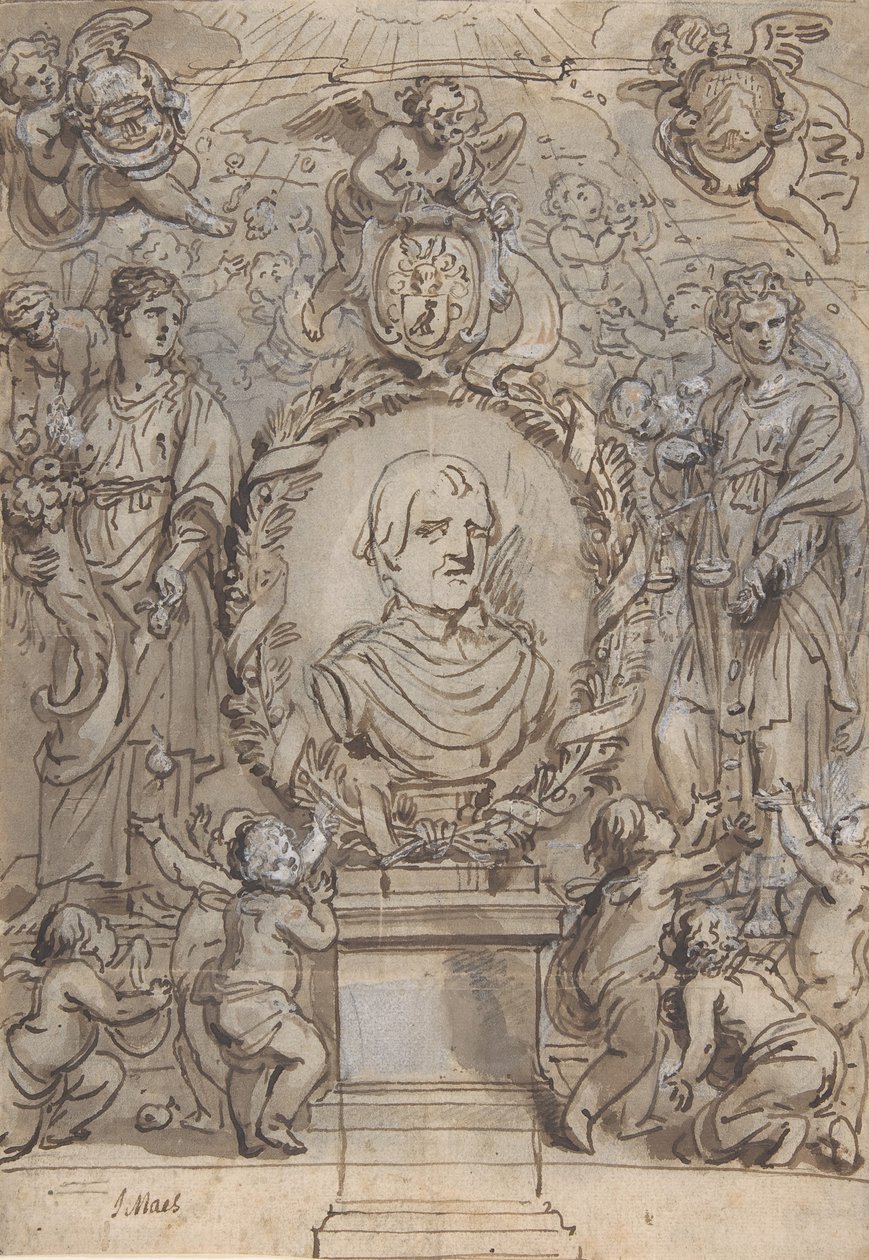 Design para uma página de título, século XVII. de Abraham Jansz van Diepenbeeck