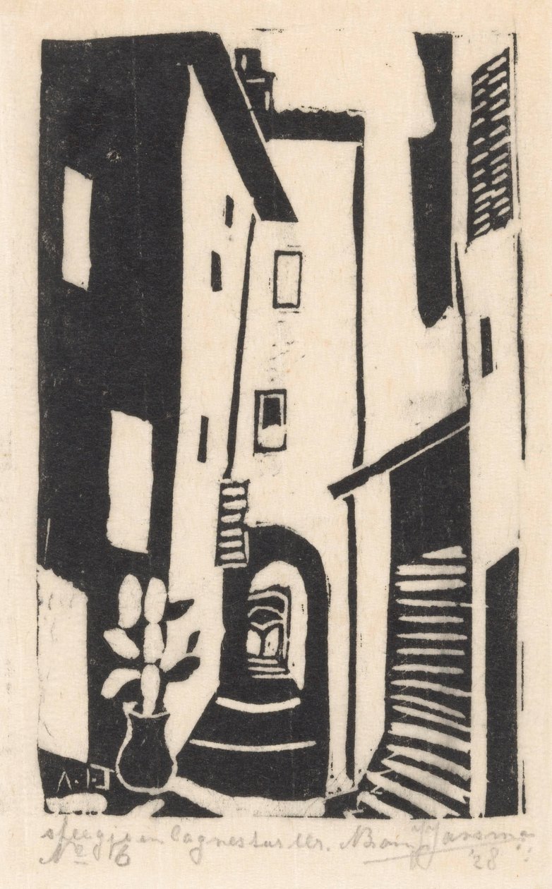Cena de rua com escadas em Cagnes-sur-Mer
Beco em Cagnes-sur-Mer (título sobre o objecto) de Abraham Johannes Jansma (signed by artist)