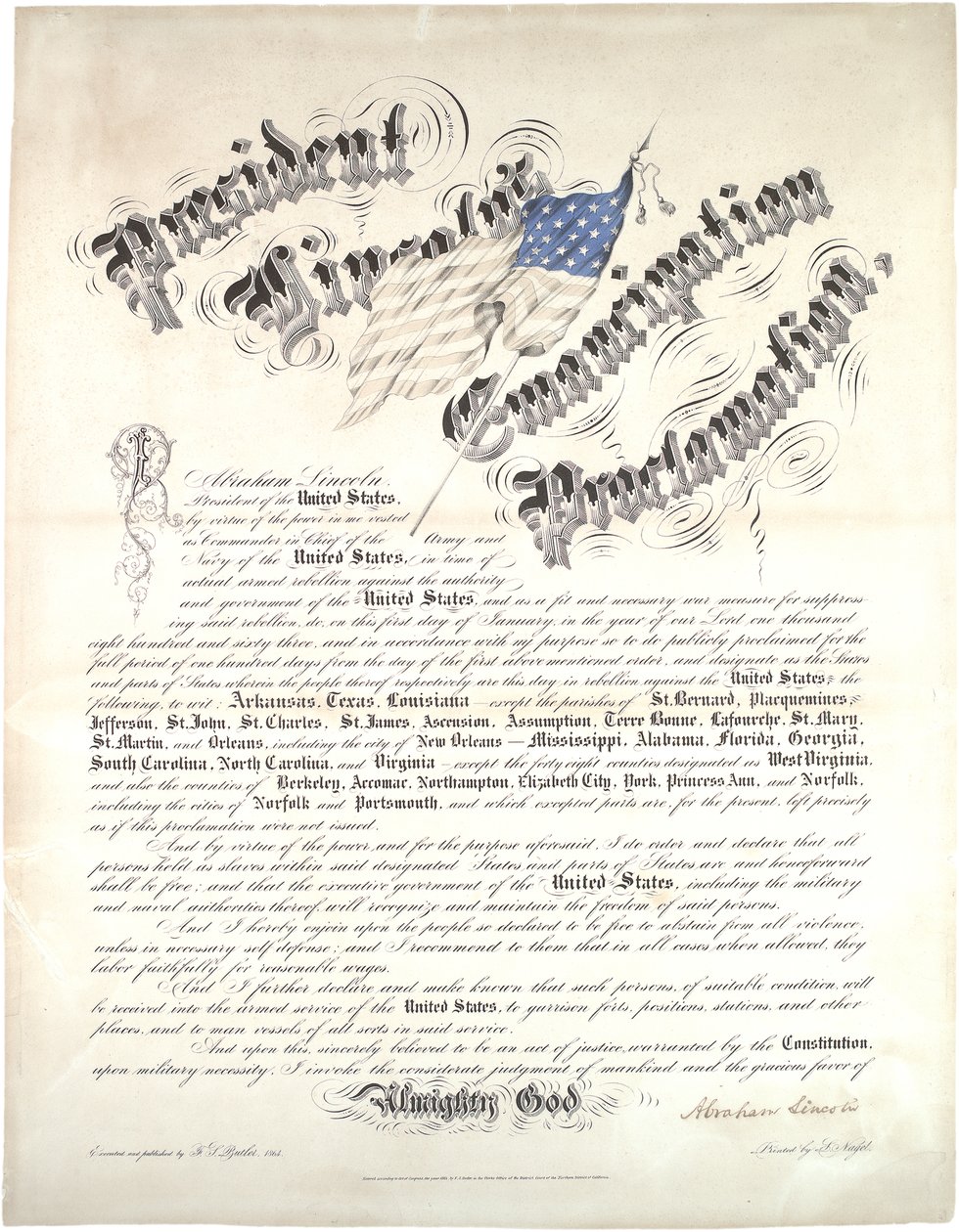 Proclamação de Emancipação do Presidente Lincoln, 1 de janeiro de 1863 de Abraham Lincoln