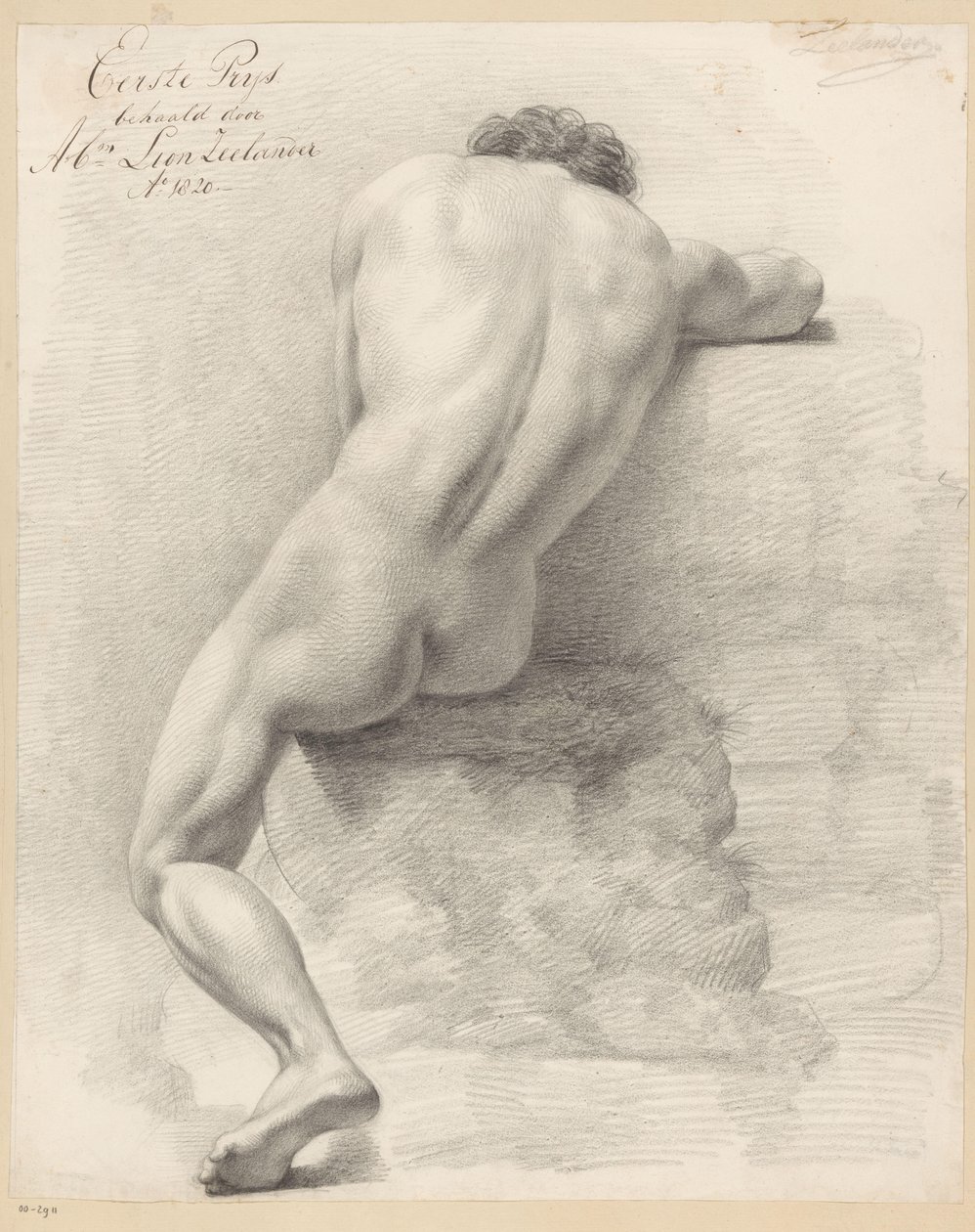 Sentado nu masculino, visto por trás (1º prémio 1820) de Abraham Lion Zeelander
